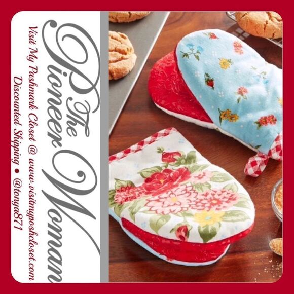 🦋 New Pioneer Woman Sweet Rose 2-Piece Mini Mitts Set - Picture 1 of 7